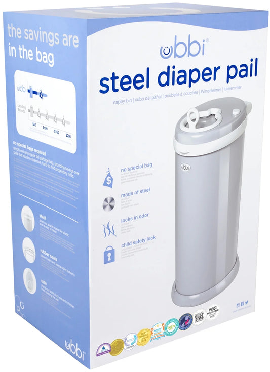 Stainless Steel Diaper Pail, Odor Locking, No Special Bag Required, Award-Winning, Registry Must-Have, Gray