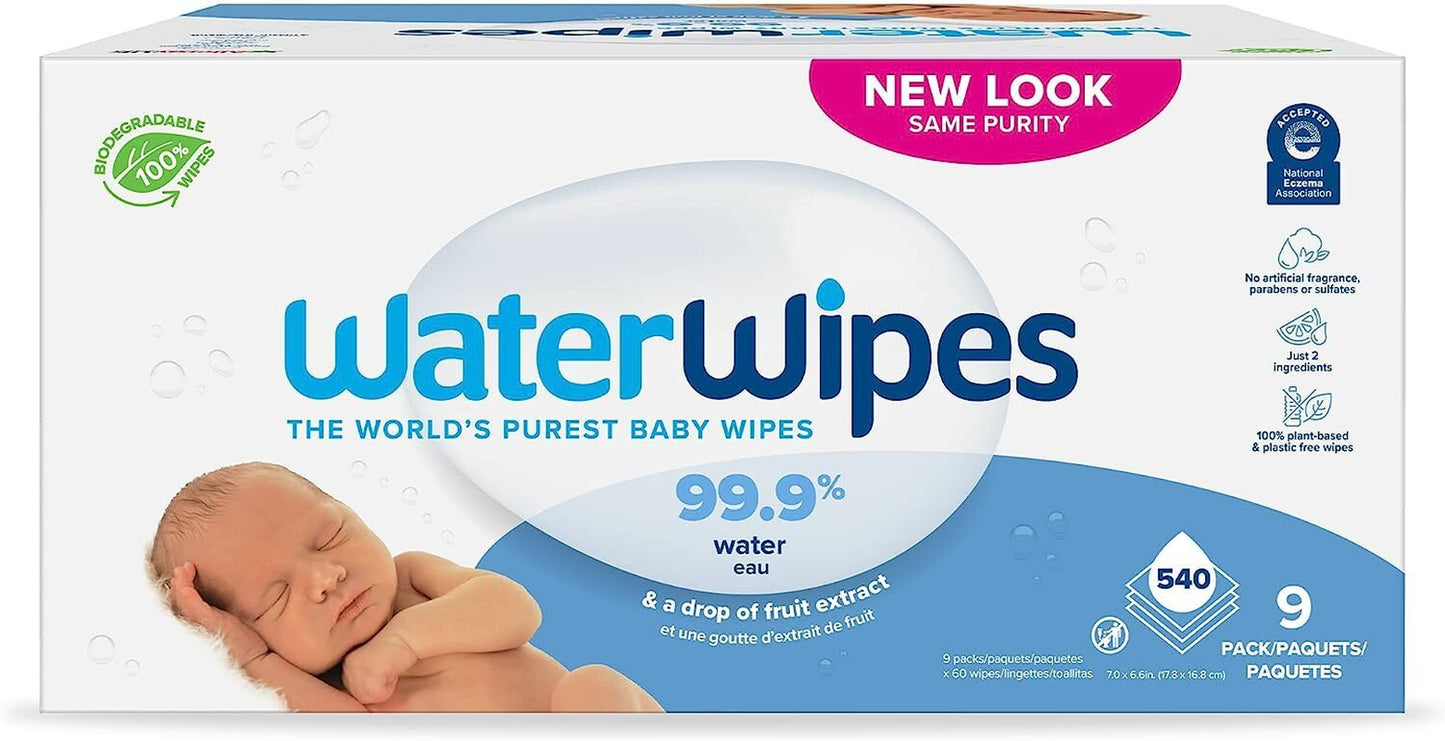 Waterwipes Plastic-Free Original Baby Wipes, 99.9% Water Based Wipes, Unscented