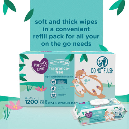 Choice Fragrance-Free Baby Wipes, 1200 Count (Select for More Options)