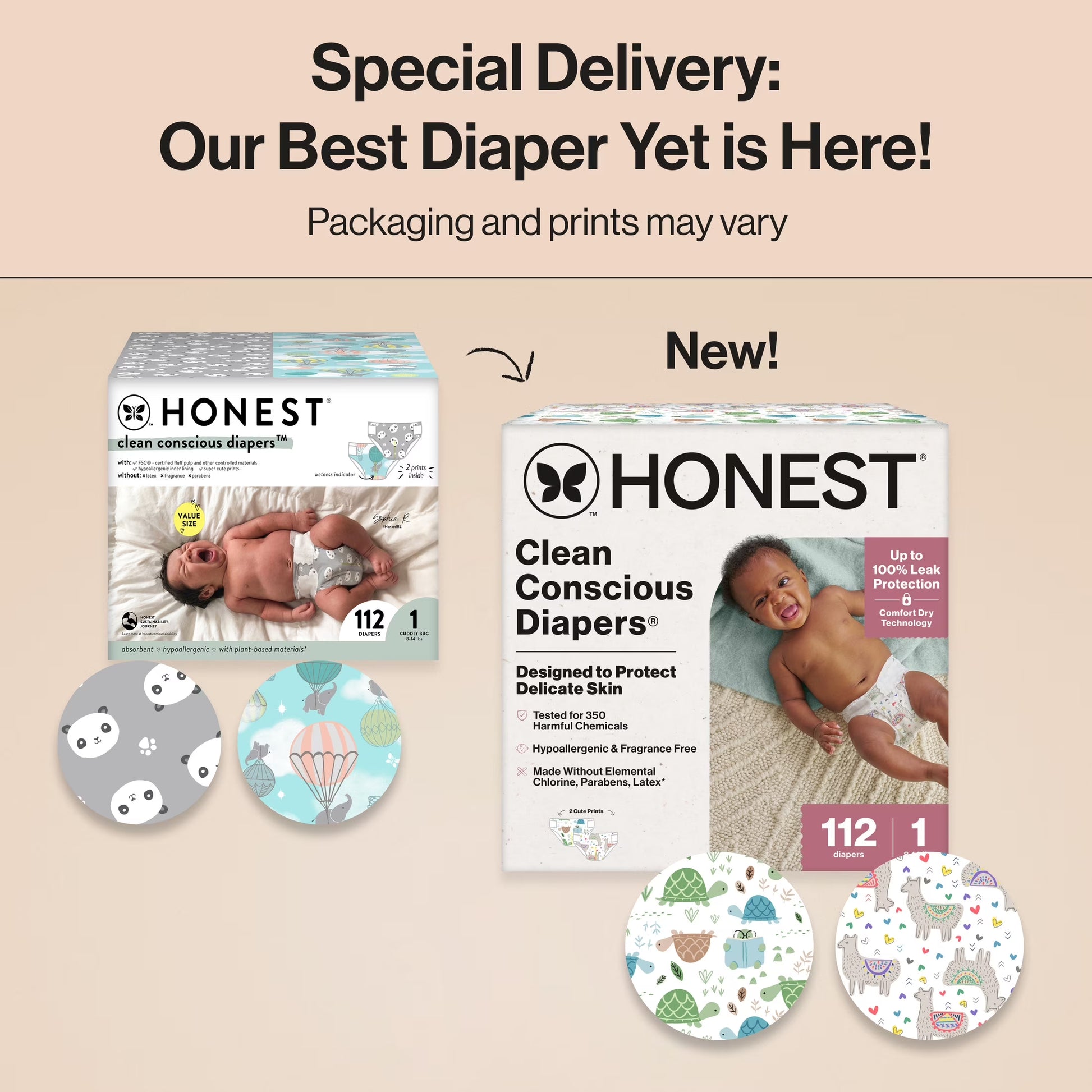 Clean Conscious Baby Diapers Size 1 (8-14 Lbs), Hypoallergenic and Fragrance Free, 112 Count
