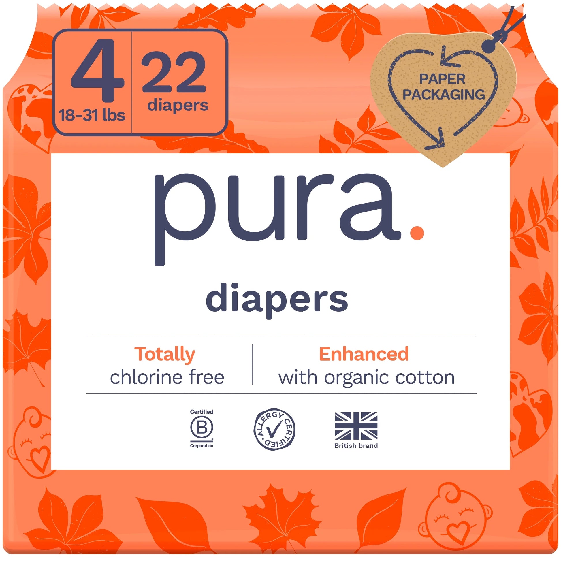 Sensitive Soft Sustainable Baby Diapers Size 4, 22 Count (Choose Your Size and Count)