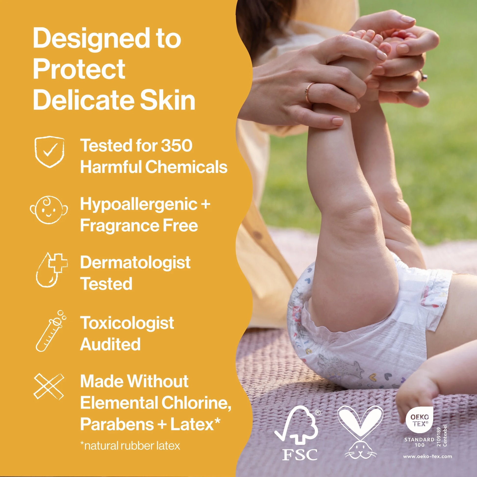® Clean Conscious Baby Diapers Size 3 (16-28 Lbs), Hypoallergenic and Fragrance Free, 42 Count