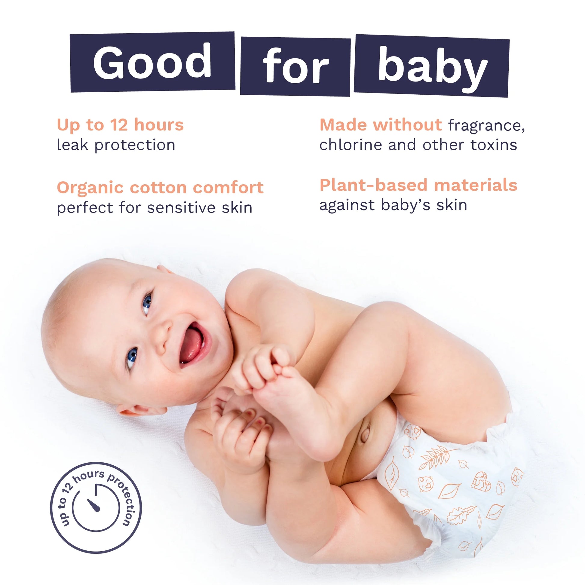 Sensitive Soft Sustainable Baby Diapers Size 5, 60 Count (Choose Your Size and Count)
