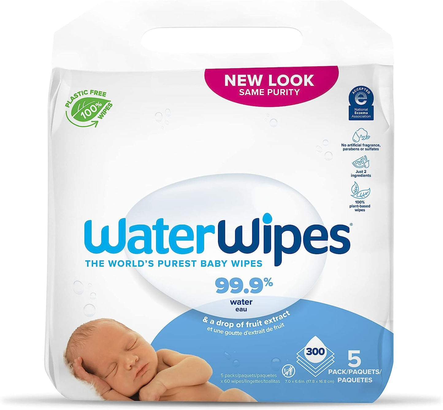 Waterwipes Plastic-Free Original Baby Wipes, 99.9% Water Based Wipes, Unscented