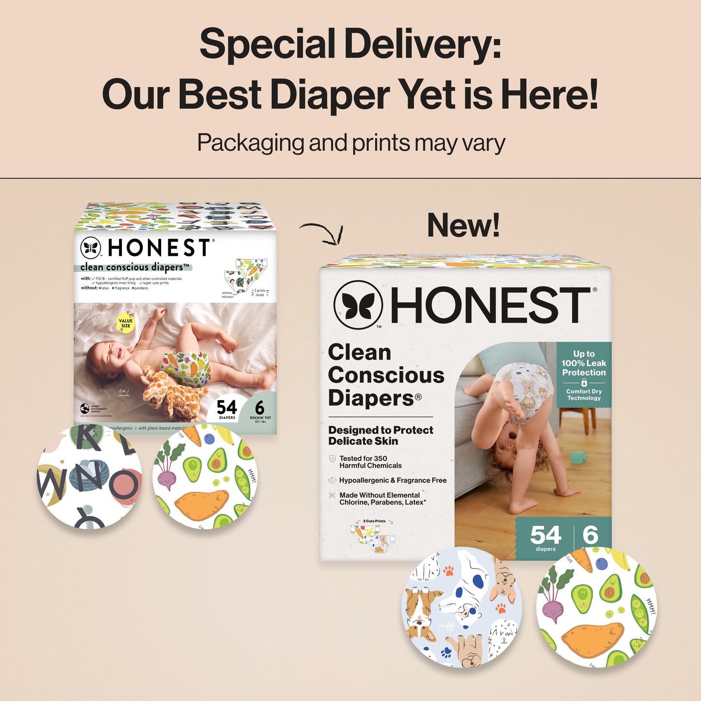 The  Company, Clean Conscious Diapers®, All the Letters & so Delish, Size 6, 54 Count