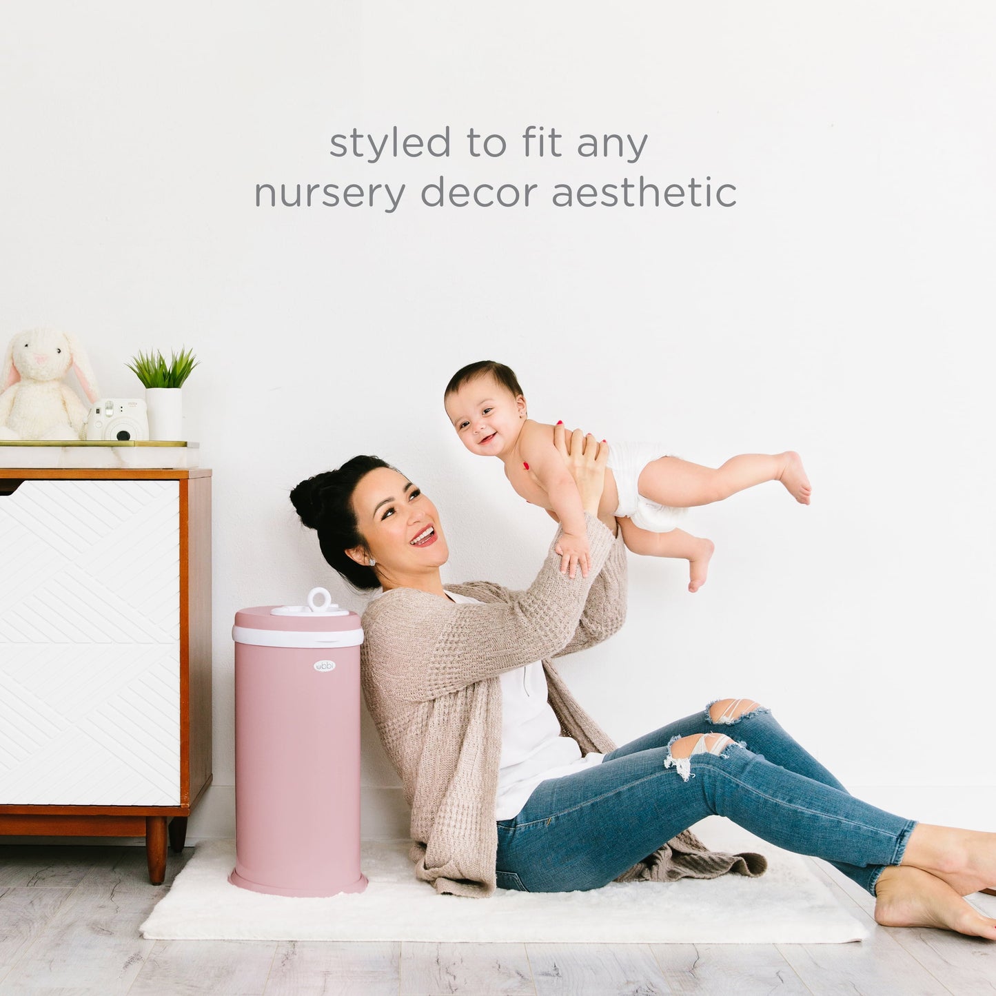 Odor Locking Steel Diaper Pail, Baby Registry Must-Have, Fig Blossom
