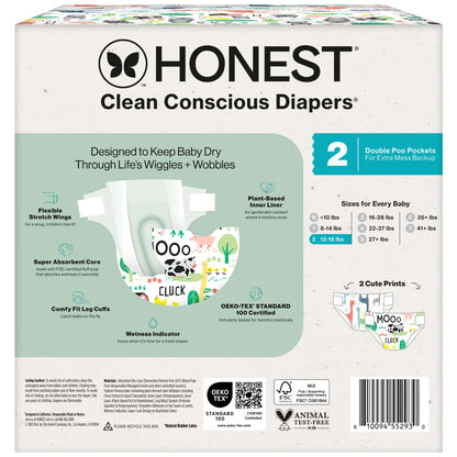 Clean Conscious Baby Diapers Size 2 (12-18 Lbs), Hypoallergenic and Fragrance Free, 100 Count