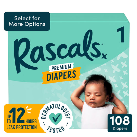 Premium Absorbent Baby Diapers Size 1, 108 Count