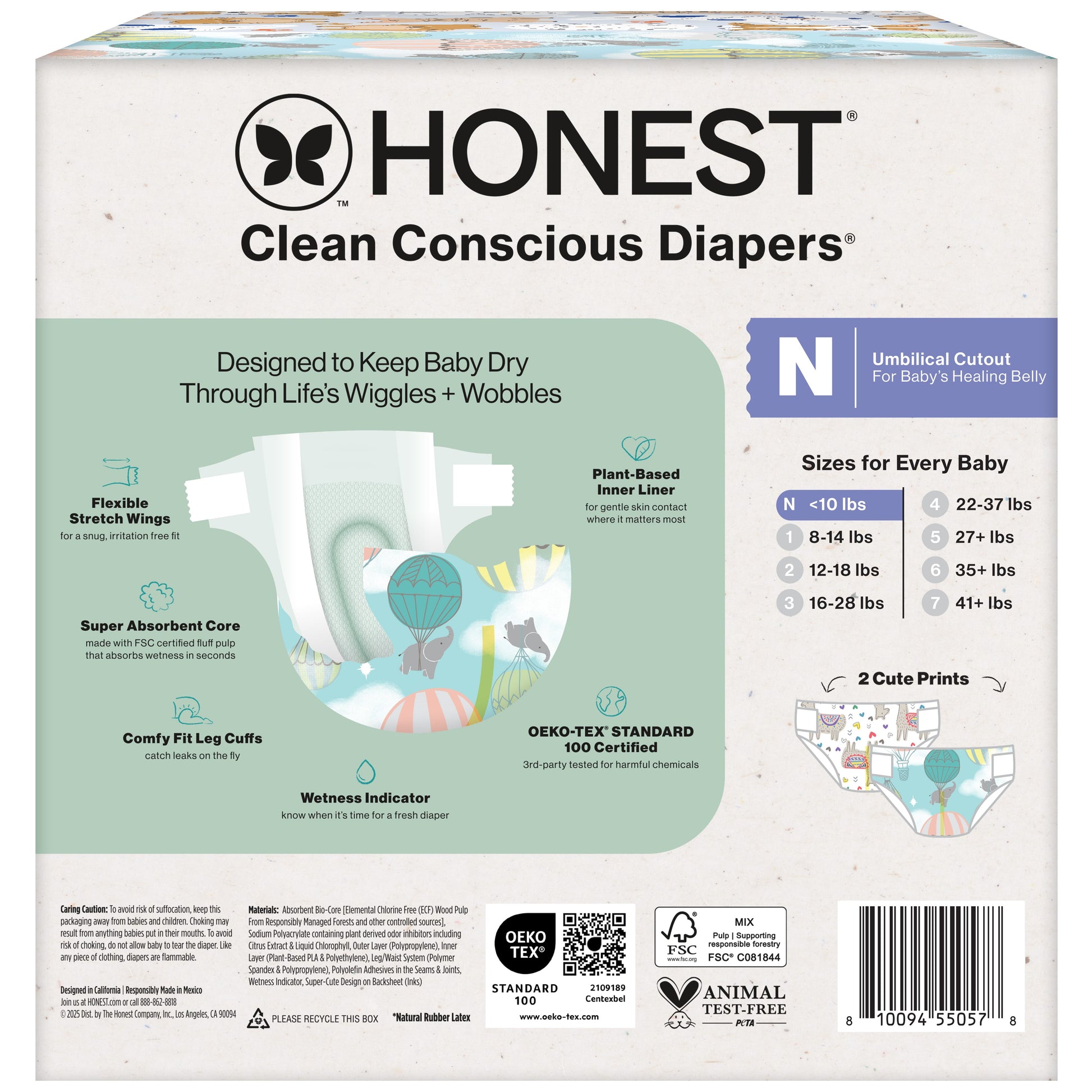 The  Company Clean Conscious Baby Diapers Size Newborn (<10 Lbs) Plant Based Hypoallergenic 108 Count