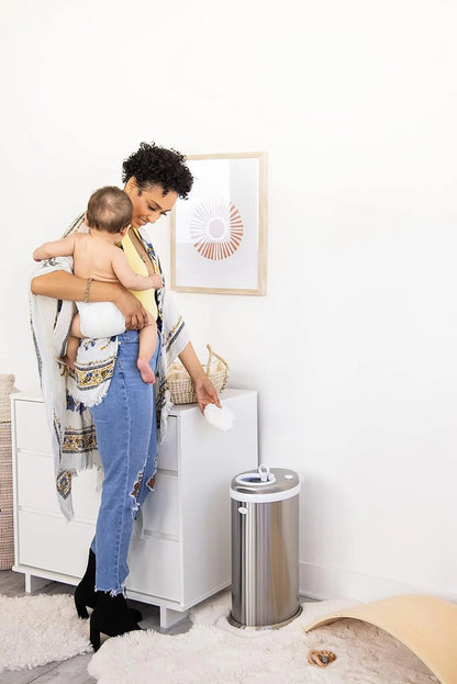 Stainless Steel Diaper Pail, Odor Locking, No Special Bag Required, Award-Winning, Registry Must-Have, Chrome
