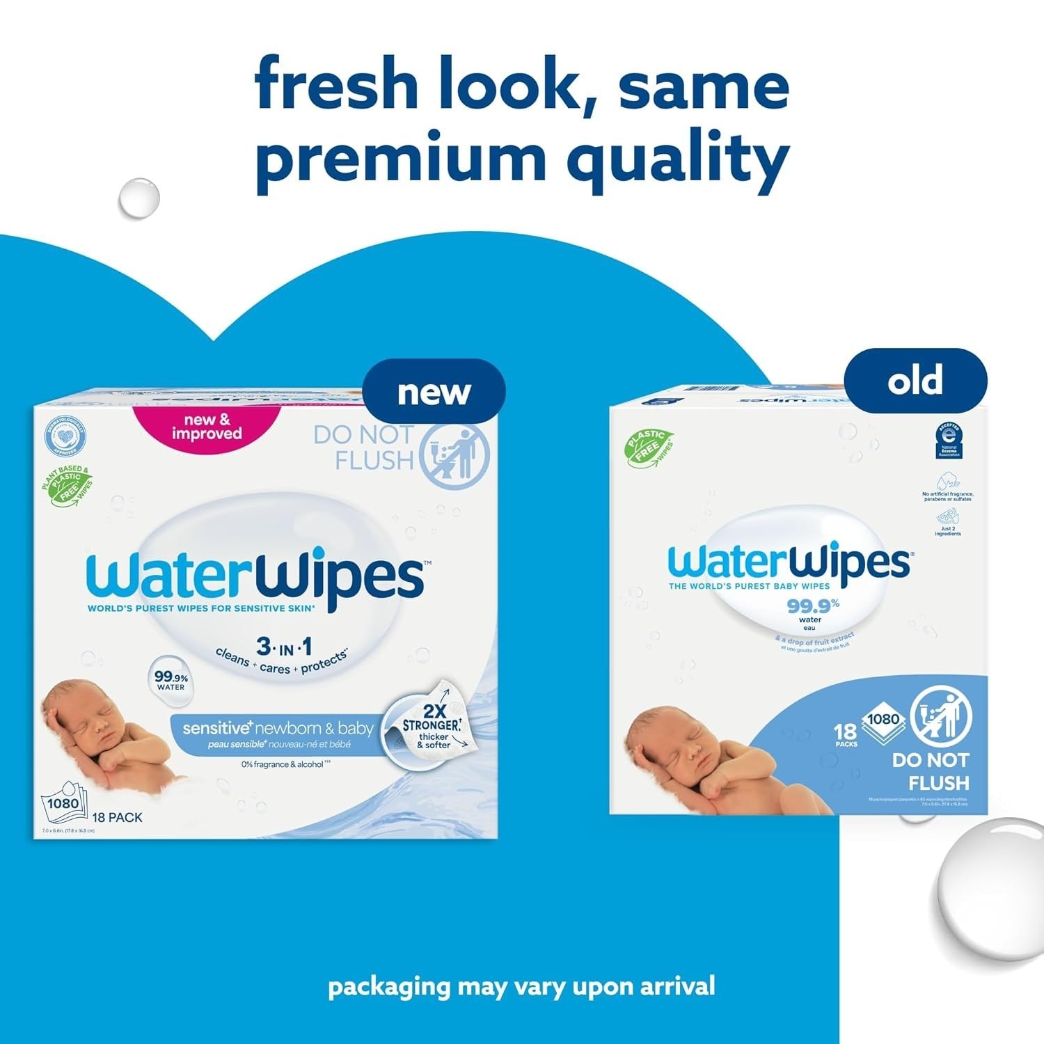 Waterwipes Plastic-Free Original Baby Wipes, 99.9% Water Based Wipes, Unscented