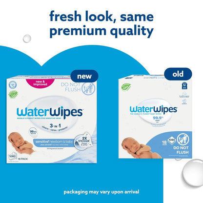 Waterwipes Plastic-Free Original Baby Wipes, 99.9% Water Based Wipes, Unscented