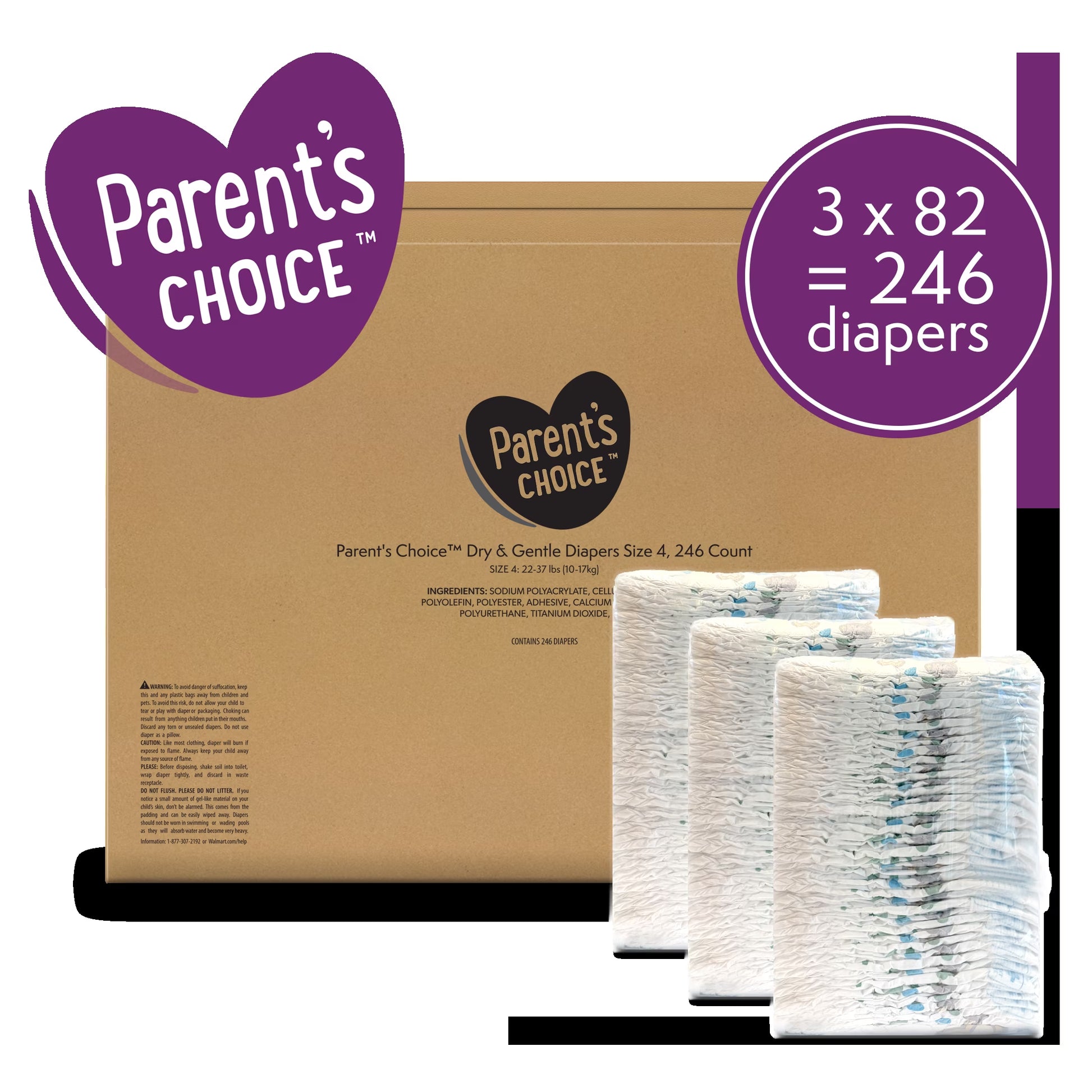 Dry & Gentle Diapers Size 4, 246 Count (Select for More Options)