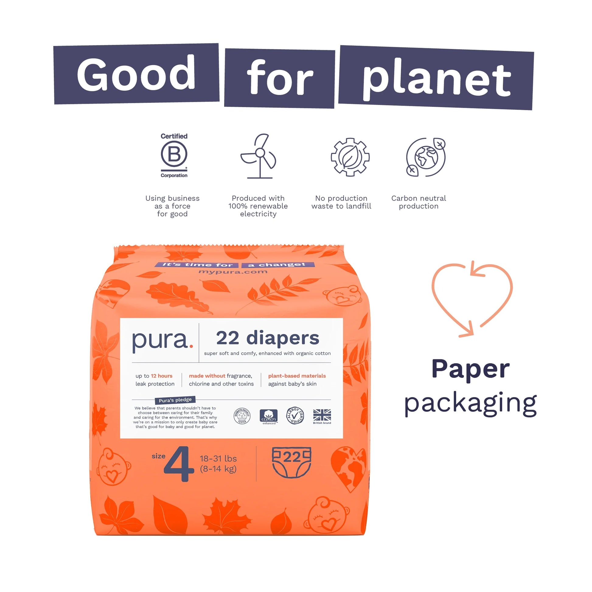 Sensitive Soft Sustainable Baby Diapers Size 4, 22 Count (Choose Your Size and Count)