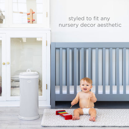 Stainless Steel Diaper Pail, Odor Locking, No Special Bag Required, Award-Winning, Registry Must-Have, Gray
