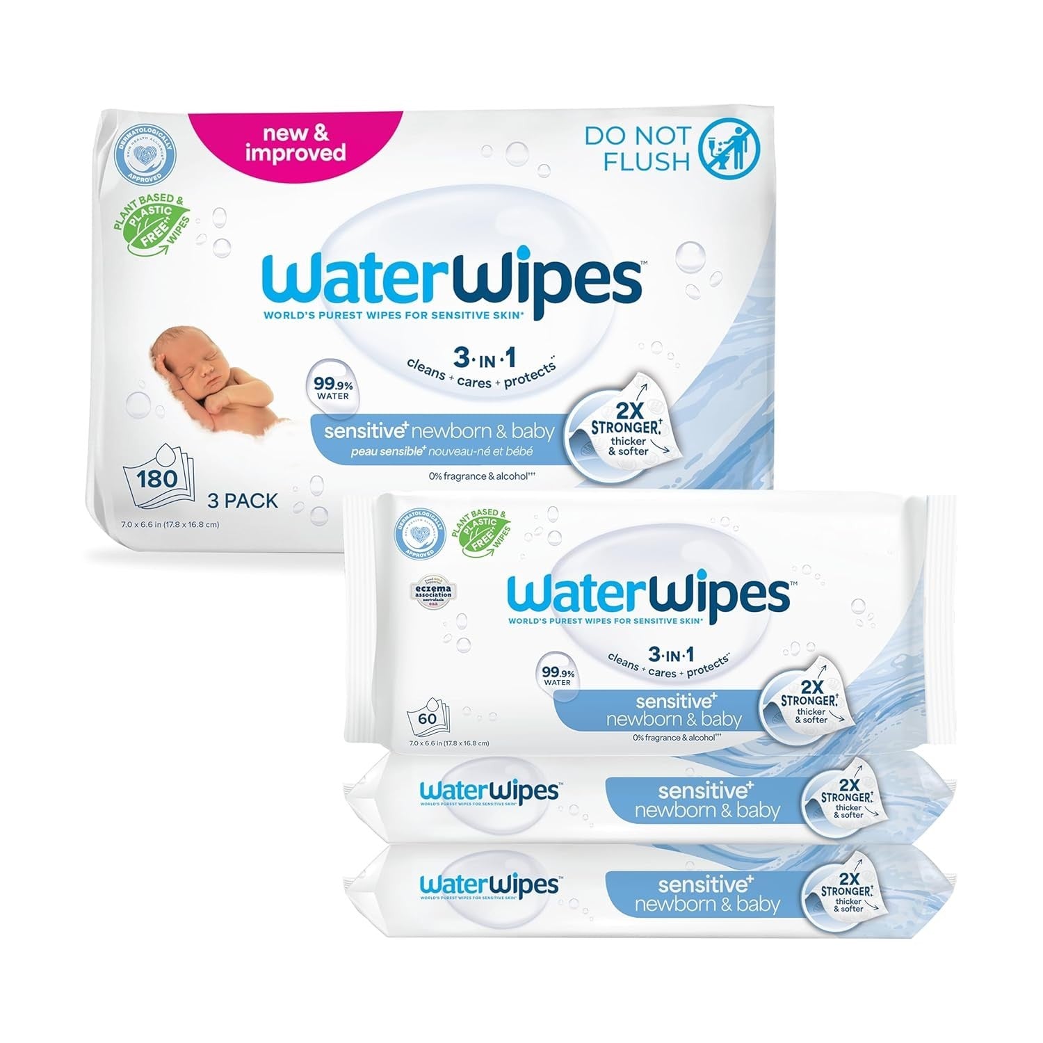 Waterwipes Plastic-Free Original Baby Wipes, 99.9% Water Based Wipes, Unscented