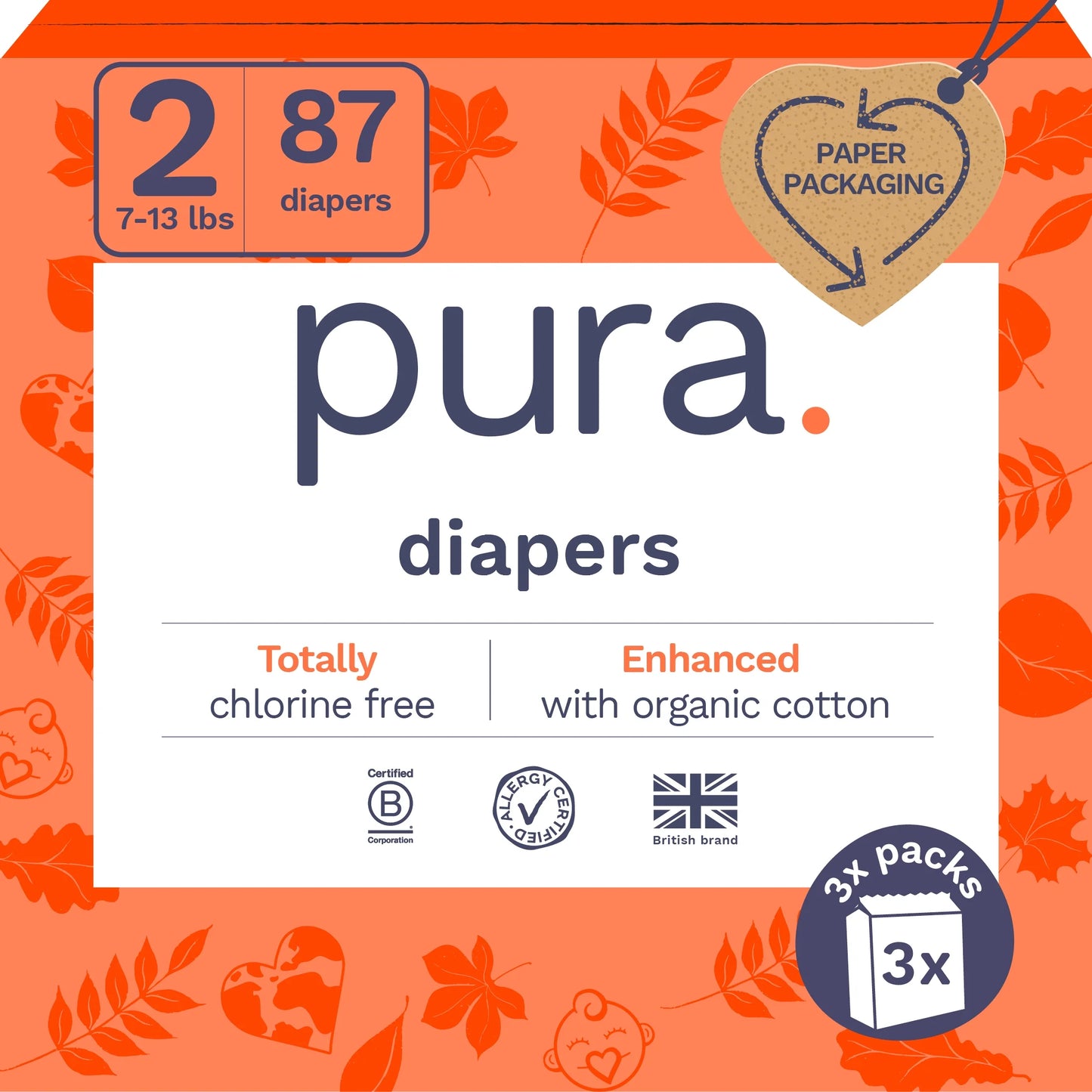 Sensitive Soft Sustainable Baby Diapers Size 2, 87 Count (Choose Your Size and Count)