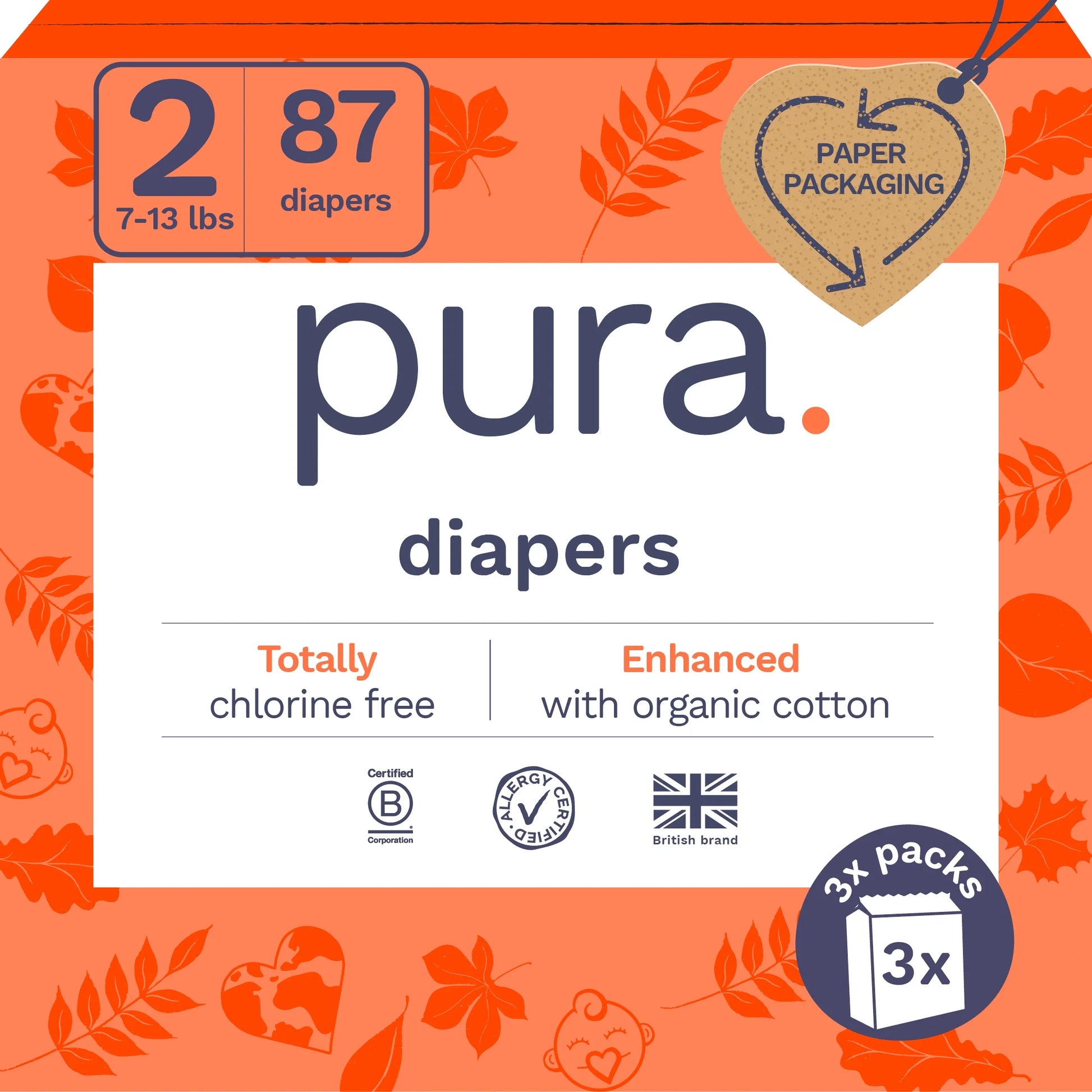 Sensitive Soft Sustainable Baby Diapers Size 2, 87 Count (Choose Your Size and Count)