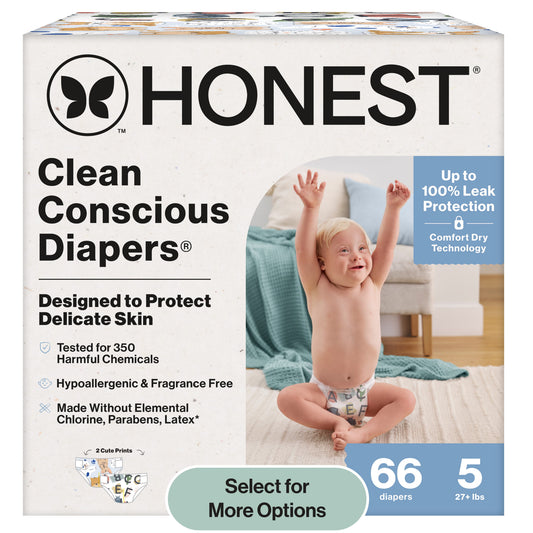 The  Company Clean Conscious Baby Diapers Size 5 (27+ Lbs) Hypoallergenic Fragrance Free 66 Count