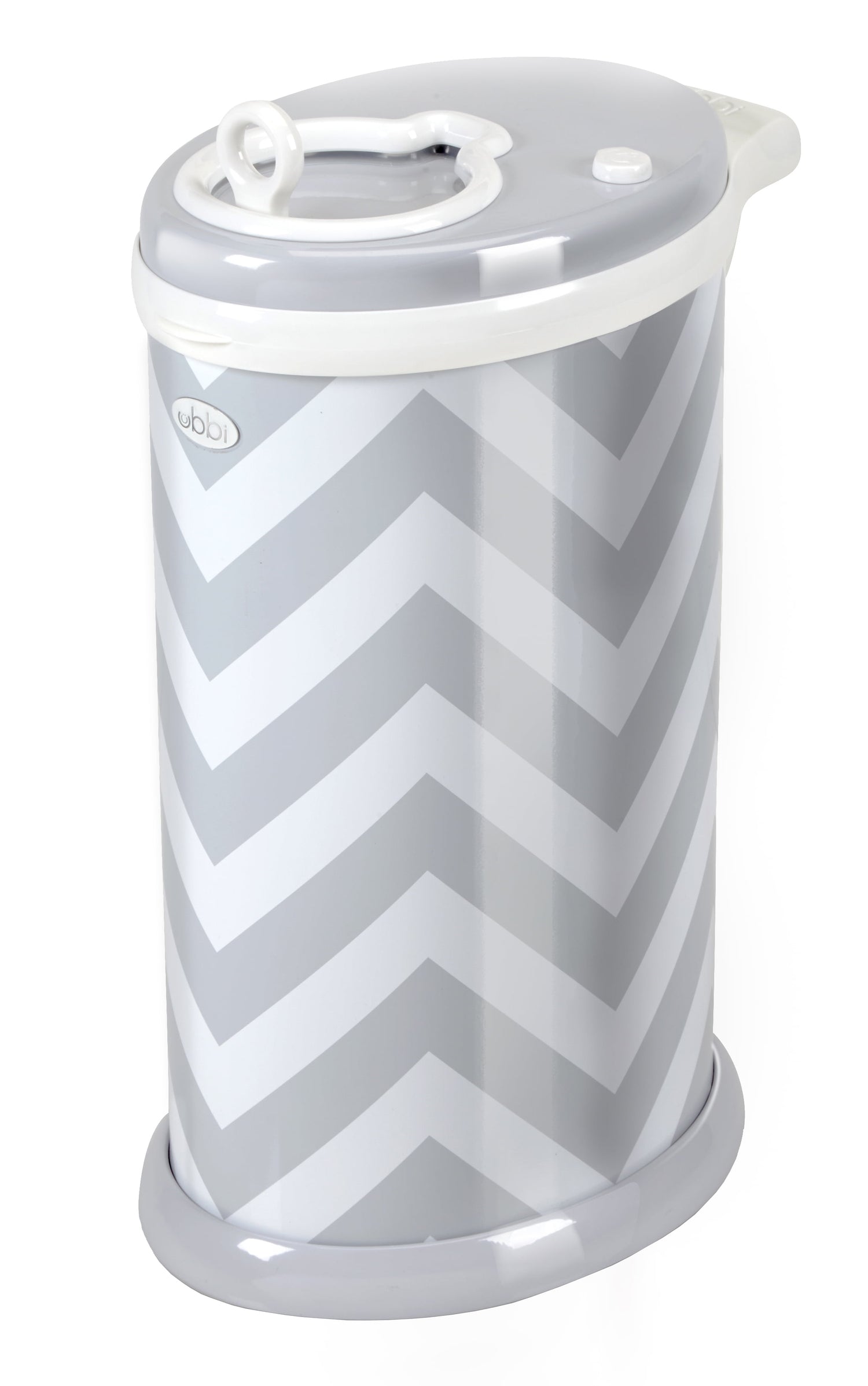 Stainless Steel Diaper Pail, Odor Locking, No Special Bag Required, Award-Winning, Registry Must-Have, Gray Chevron
