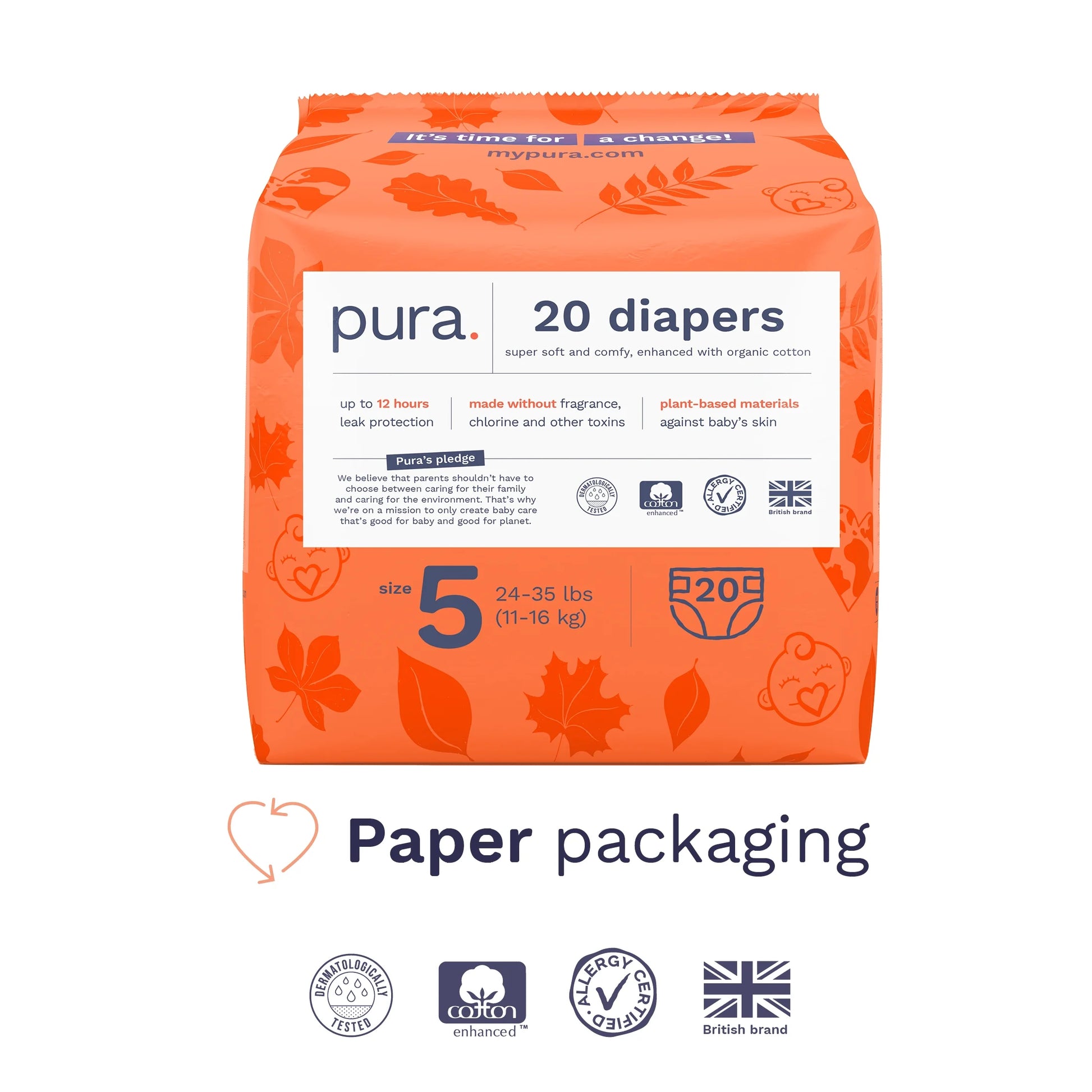 Sensitive Soft Sustainable Baby Diapers Size 5, 60 Count (Choose Your Size and Count)