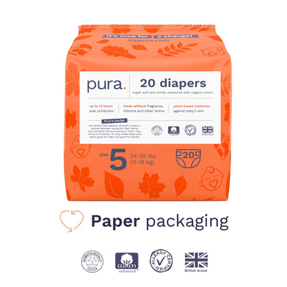 Sensitive Soft Sustainable Baby Diapers Size 5, 60 Count (Choose Your Size and Count)