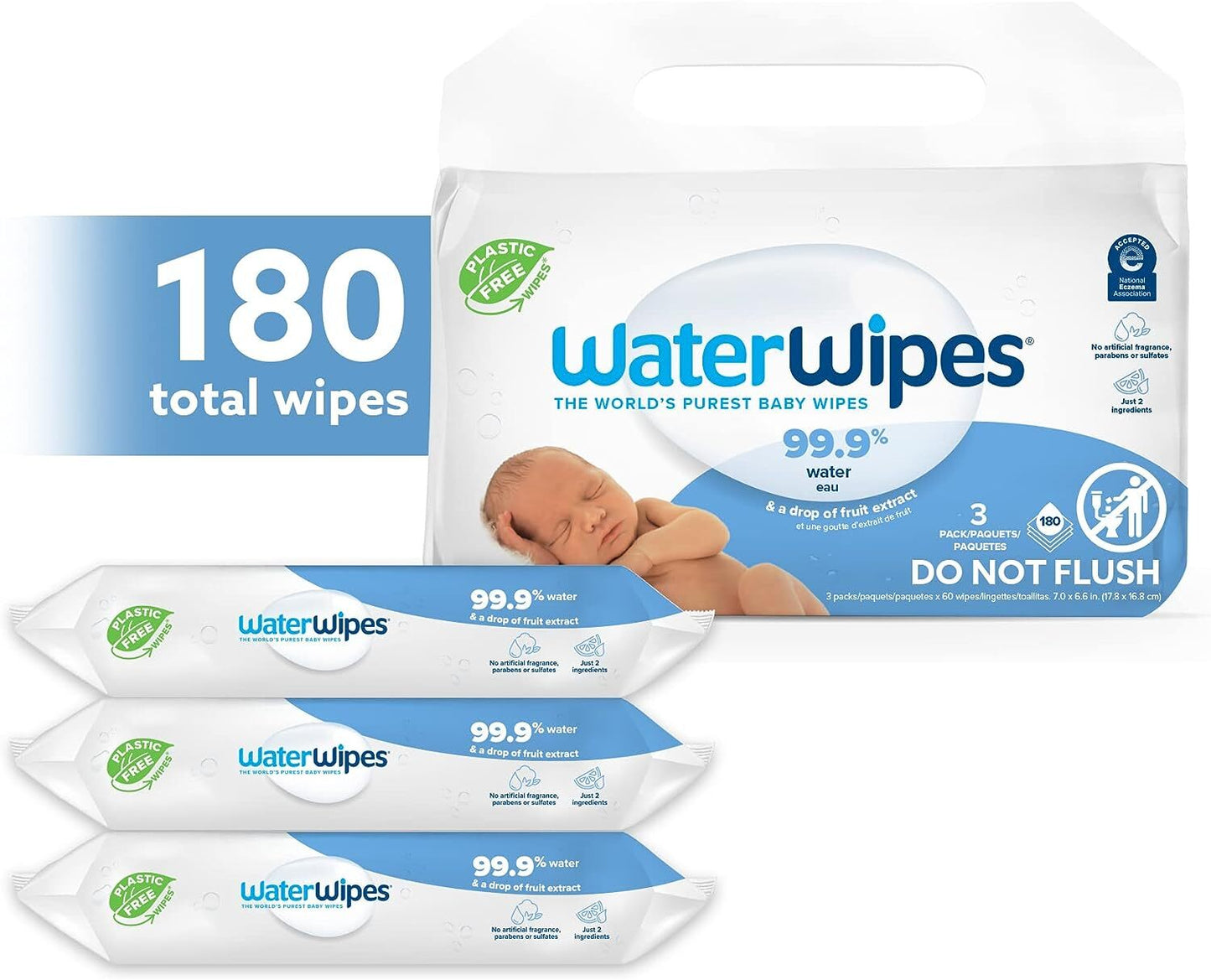 Waterwipes Plastic-Free Original Baby Wipes, 99.9% Water Based Wipes, Unscented