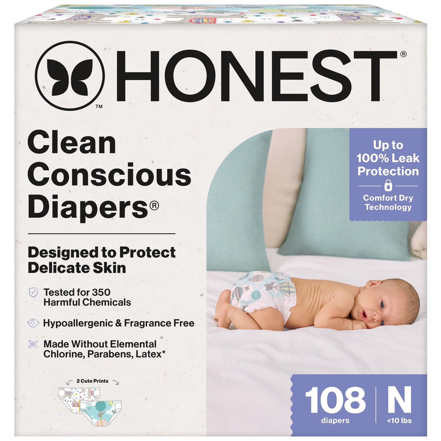 The  Company Clean Conscious Baby Diapers Size Newborn (<10 Lbs) Plant Based Hypoallergenic 108 Count