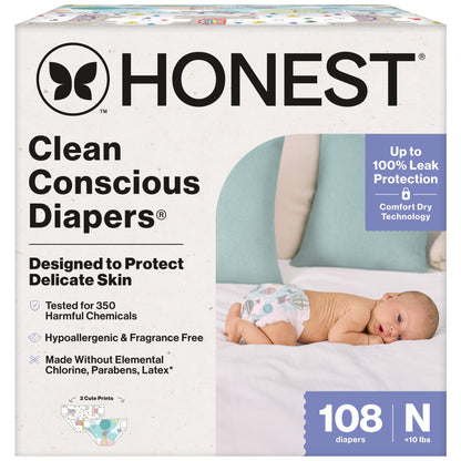 The  Company Clean Conscious Baby Diapers Size Newborn (<10 Lbs) Plant Based Hypoallergenic 108 Count