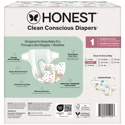 Clean Conscious Baby Diapers Size 1 (8-14 Lbs), Hypoallergenic and Fragrance Free, 112 Count