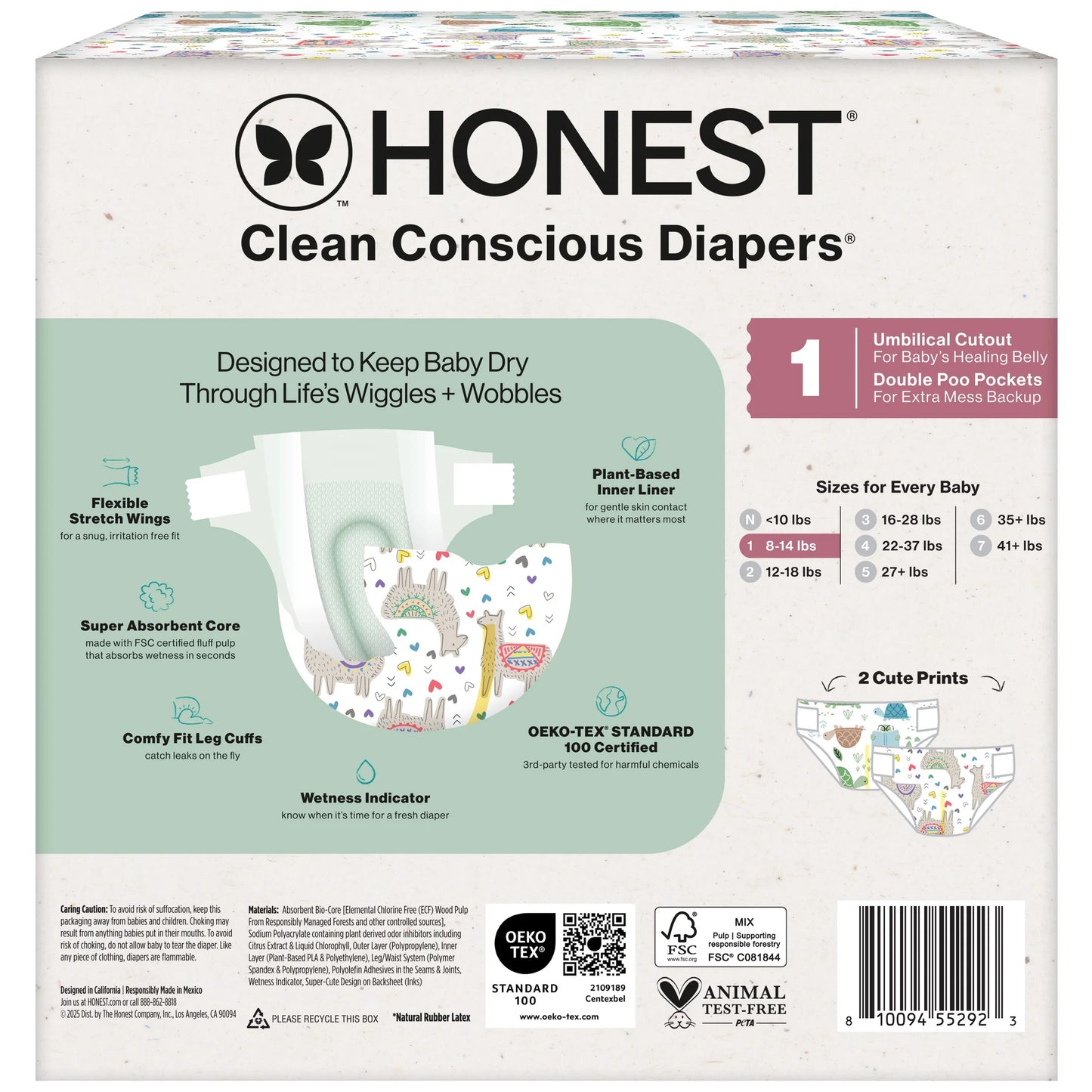 Clean Conscious Baby Diapers Size 1 (8-14 Lbs), Hypoallergenic and Fragrance Free, 112 Count