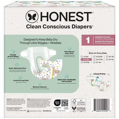 Clean Conscious Baby Diapers Size 1 (8-14 Lbs), Hypoallergenic and Fragrance Free, 112 Count