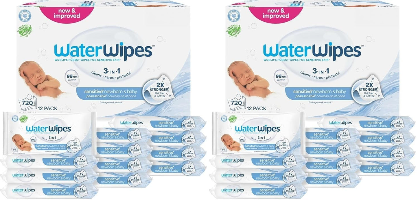 Waterwipes Plastic-Free Original Baby Wipes, 99.9% Water Based Wipes, Unscented