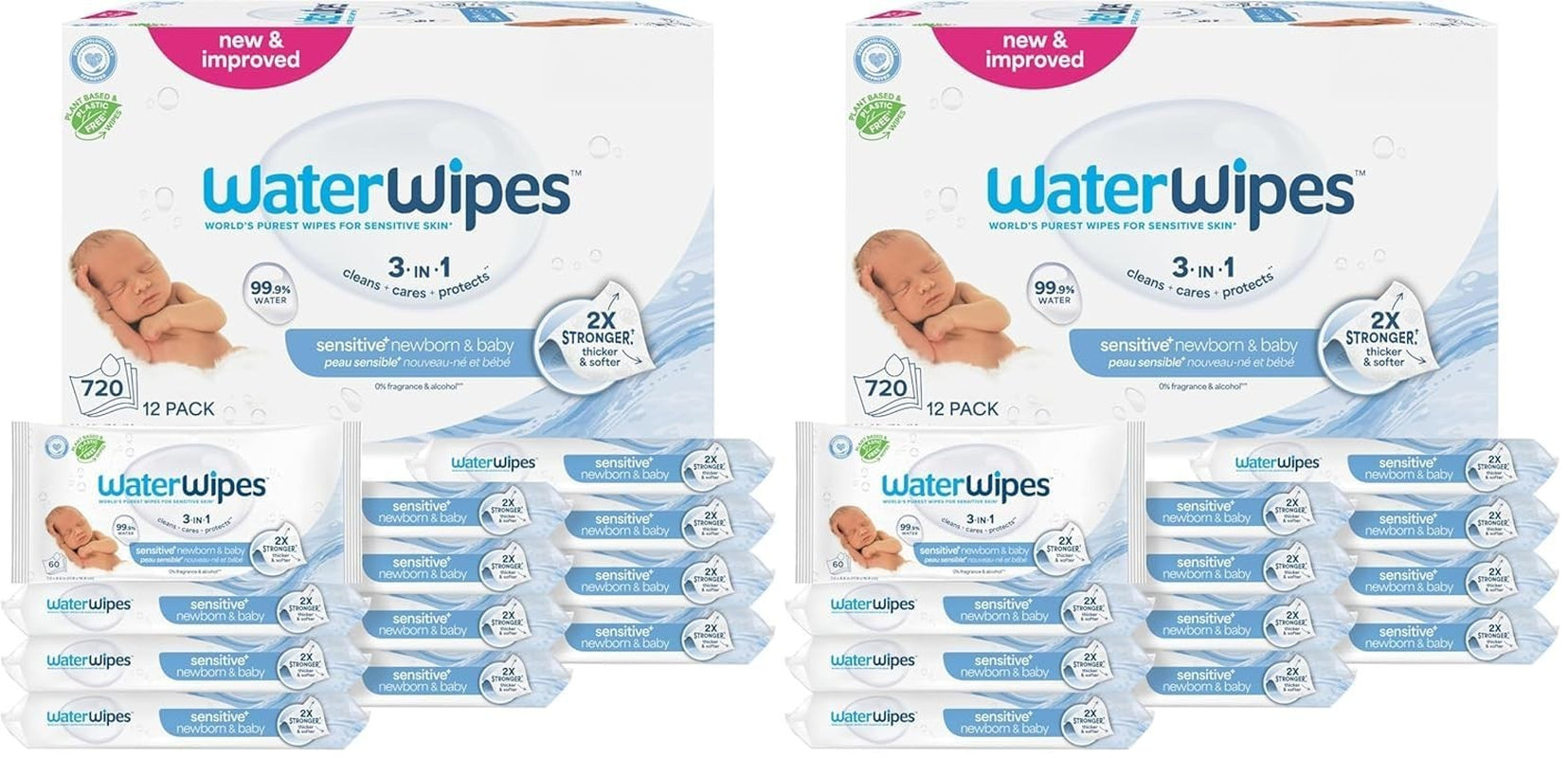 Waterwipes Plastic-Free Original Baby Wipes, 99.9% Water Based Wipes, Unscented