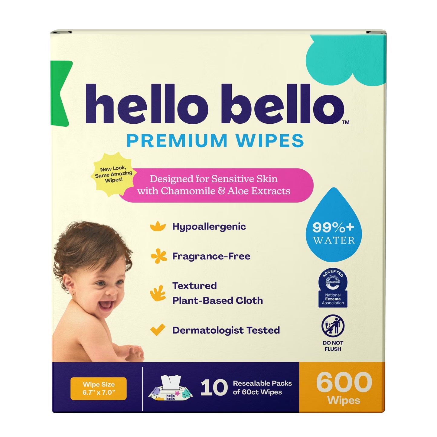 Premium Fragrance-Free Baby Wipes, 10 Flip-Top Pouches (600 Total Wipes)