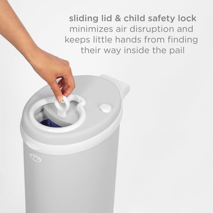 Stainless Steel Diaper Pail, Odor Locking, No Special Bag Required, Award-Winning, Registry Must-Have, Gray