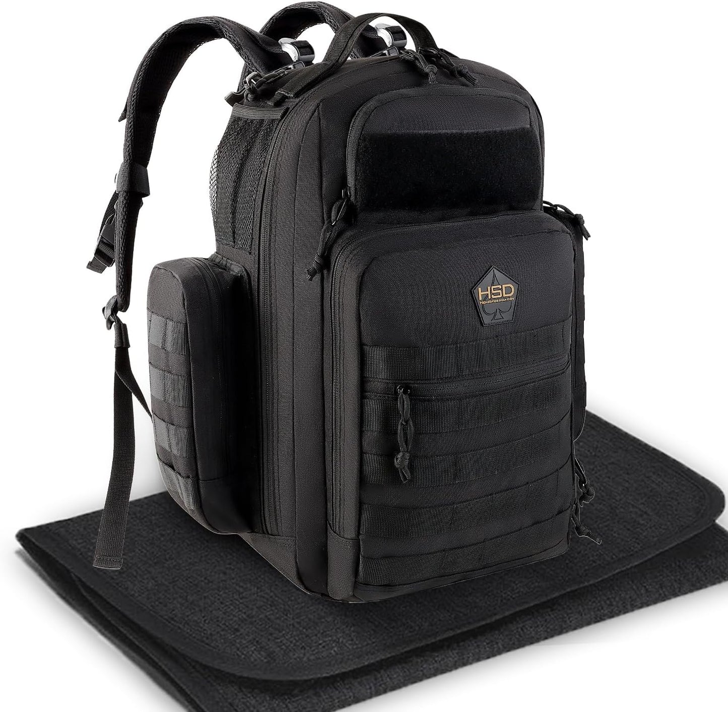Diaper Bag Backpack with Diaper Changing Mat - Waterproof Military-Grade Baby Travel Bag - Spacious Design for Moms and Dads on the Go with Toddlers Baby Bag - Black