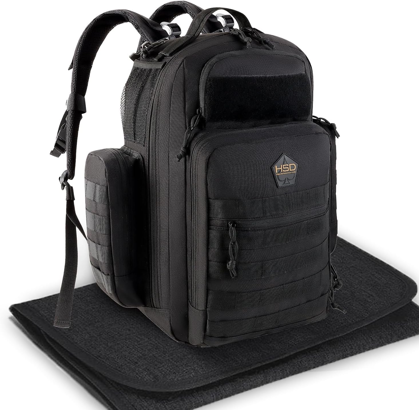 Diaper Bag Backpack with Diaper Changing Mat - Waterproof Military-Grade Baby Travel Bag - Spacious Design for Moms and Dads on the Go with Toddlers Baby Bag - Black