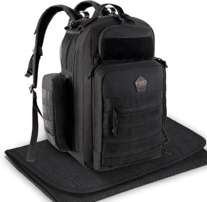 Diaper Bag Backpack with Diaper Changing Mat - Waterproof Military-Grade Baby Travel Bag - Spacious Design for Moms and Dads on the Go with Toddlers Baby Bag - Black
