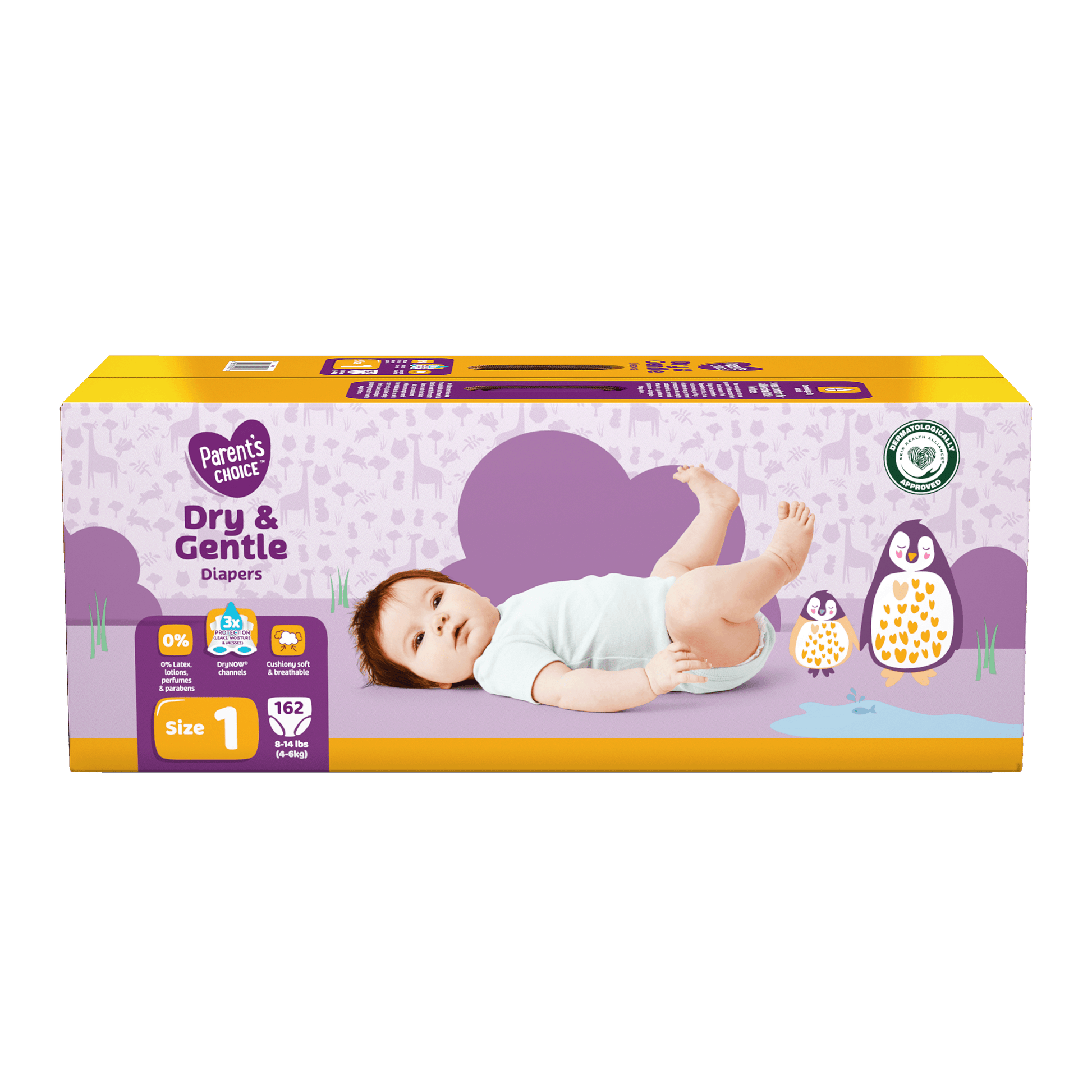Dry & Gentle Diapers Size 1, 162 Count (Select for More Options)