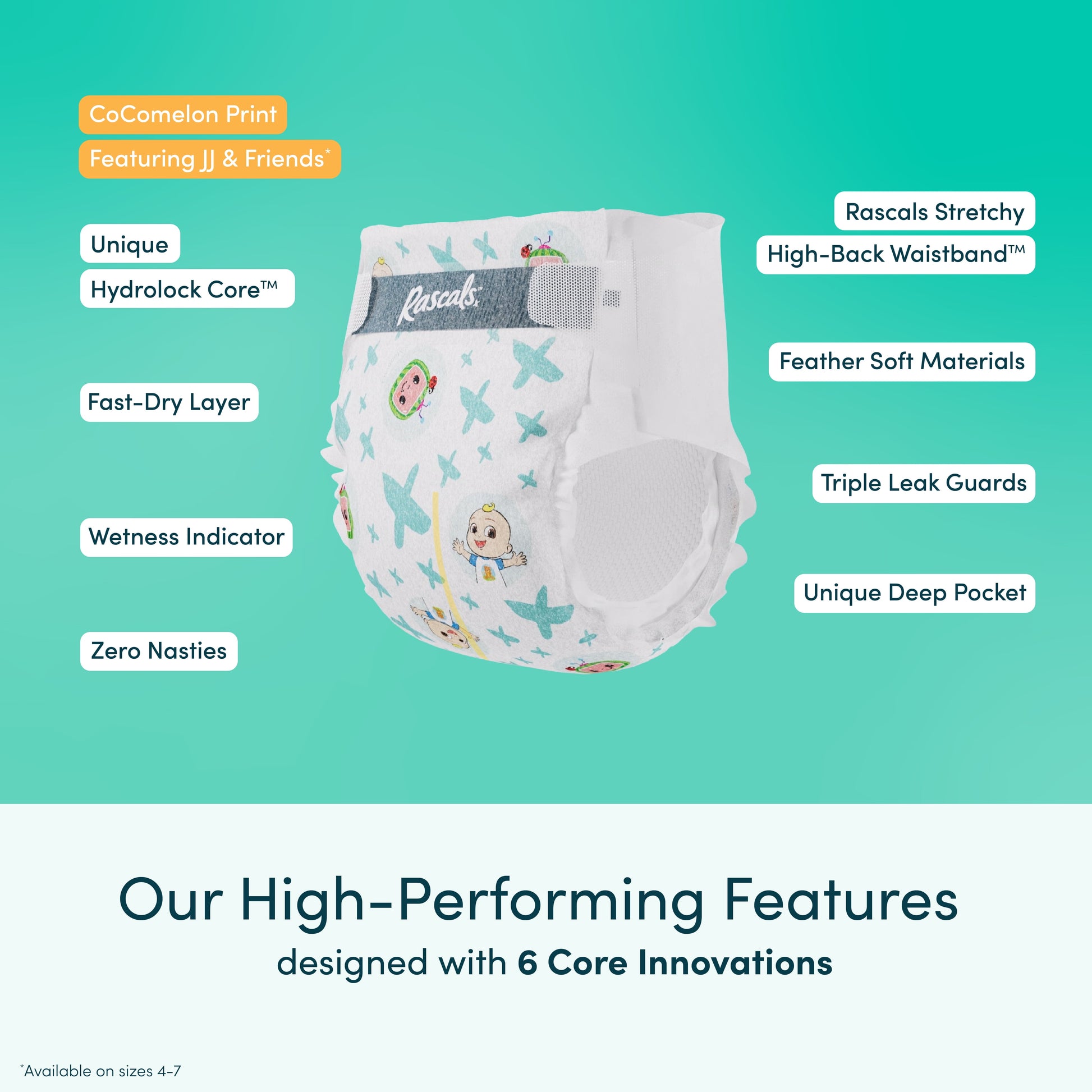 Premium Absorbent Baby Diapers Size 7, 44 Count