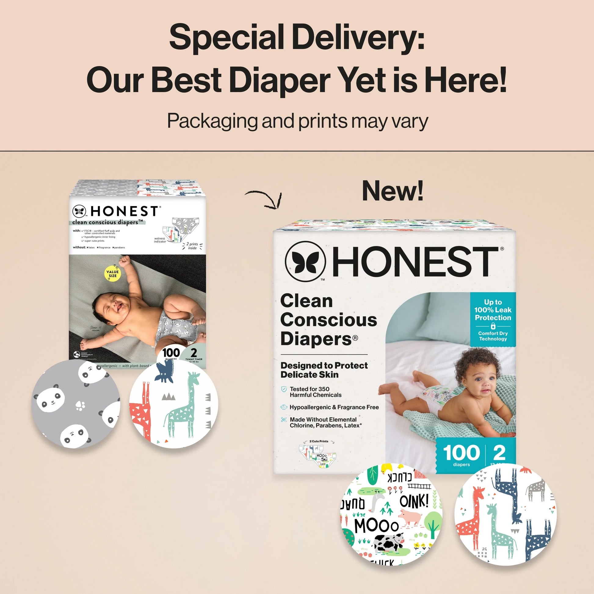 Clean Conscious Baby Diapers Size 2 (12-18 Lbs), Hypoallergenic and Fragrance Free, 100 Count