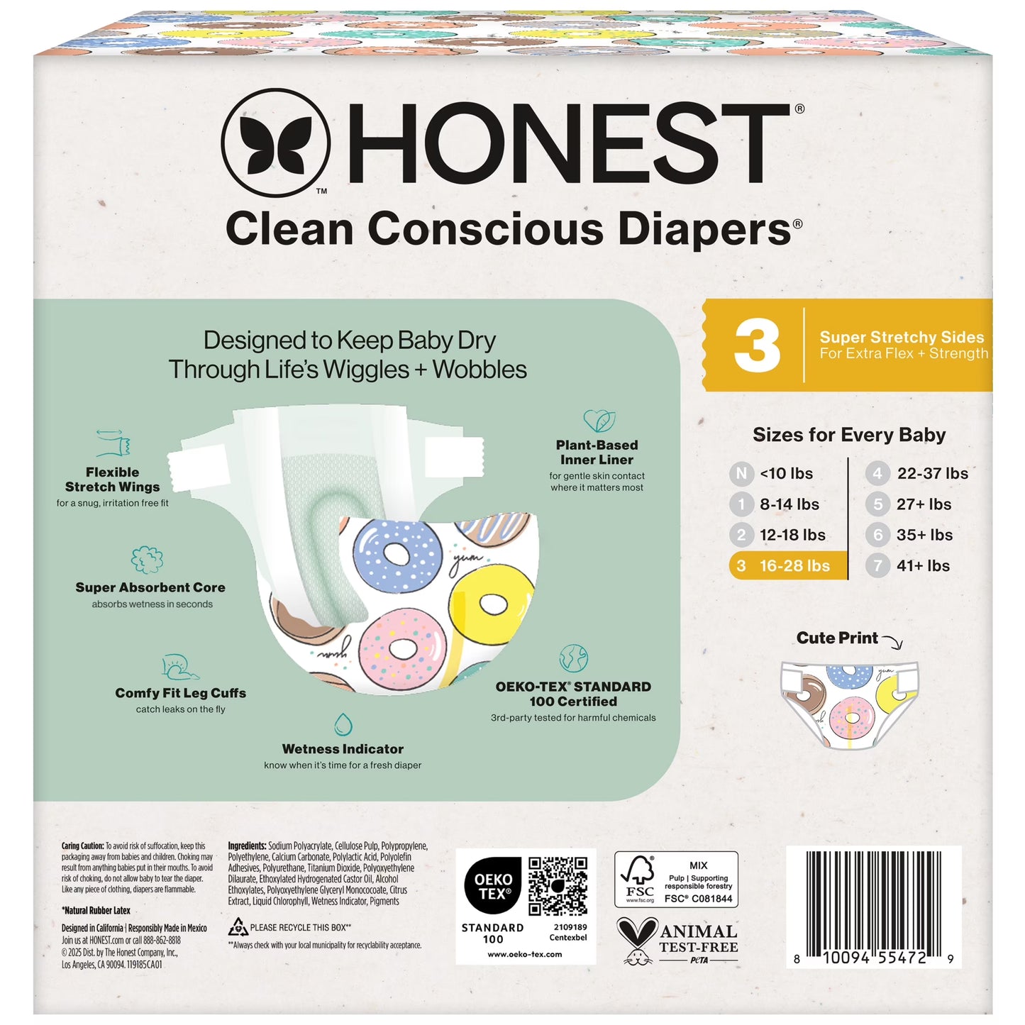 ® Clean Conscious Baby Diapers Size 3 (16-28 Lbs), Hypoallergenic and Fragrance Free, 42 Count