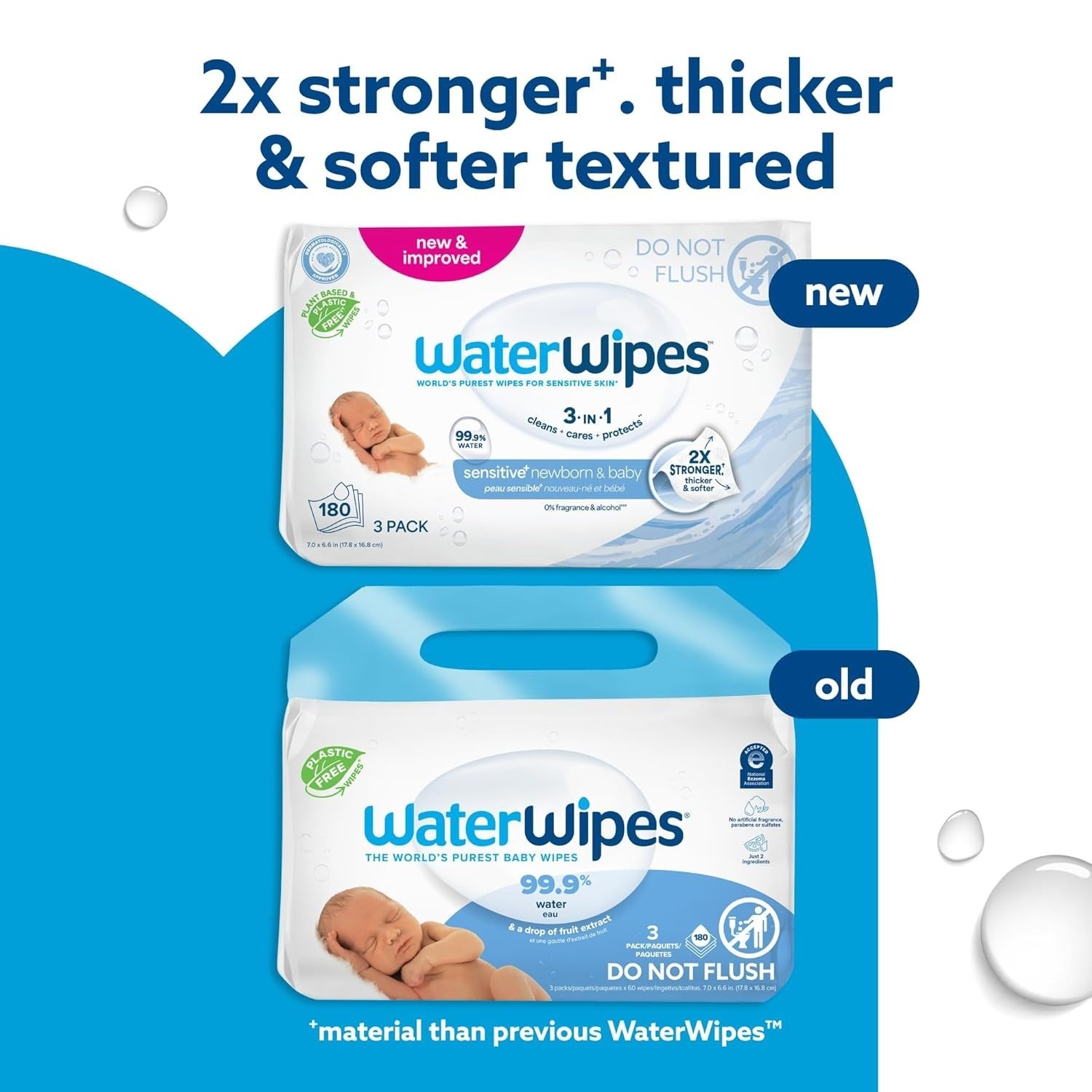 Waterwipes Plastic-Free Original Baby Wipes, 99.9% Water Based Wipes, Unscented