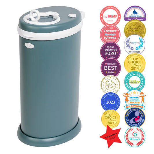 Odor Locking Steel Diaper Pail, Baby Registry Must-Have, Open Water
