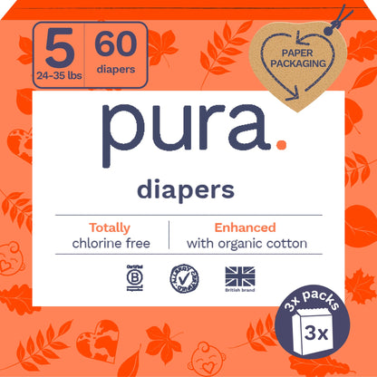 Sensitive Soft Sustainable Baby Diapers Size 5, 60 Count (Choose Your Size and Count)