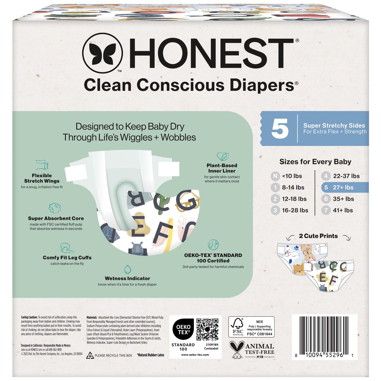 The  Company Clean Conscious Baby Diapers Size 5 (27+ Lbs) Hypoallergenic Fragrance Free 66 Count