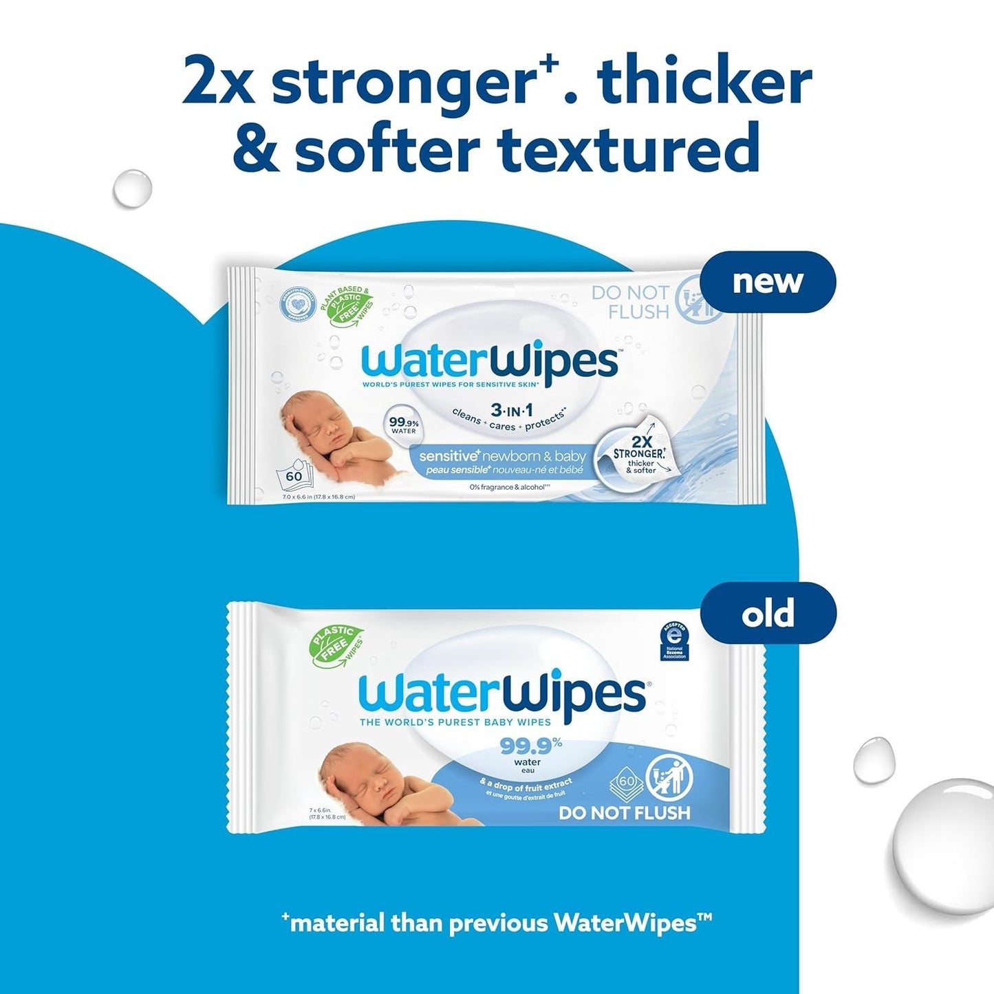 Waterwipes Plastic-Free Original Baby Wipes, 99.9% Water Based Wipes, Unscented