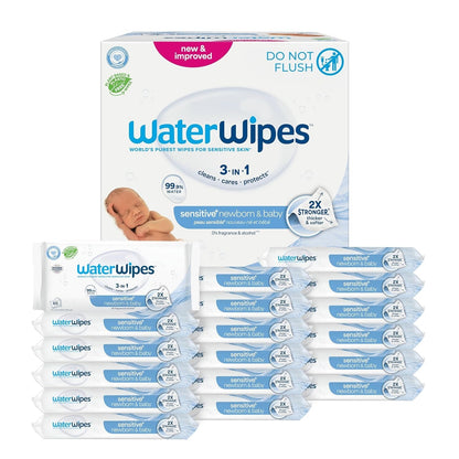 Waterwipes Plastic-Free Original Baby Wipes, 99.9% Water Based Wipes, Unscented