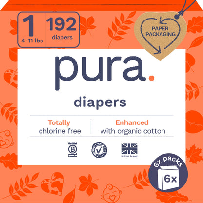 Sensitive Soft Sustainable Baby Diapers Size 1, 192 Count (Choose Your Size and Count)